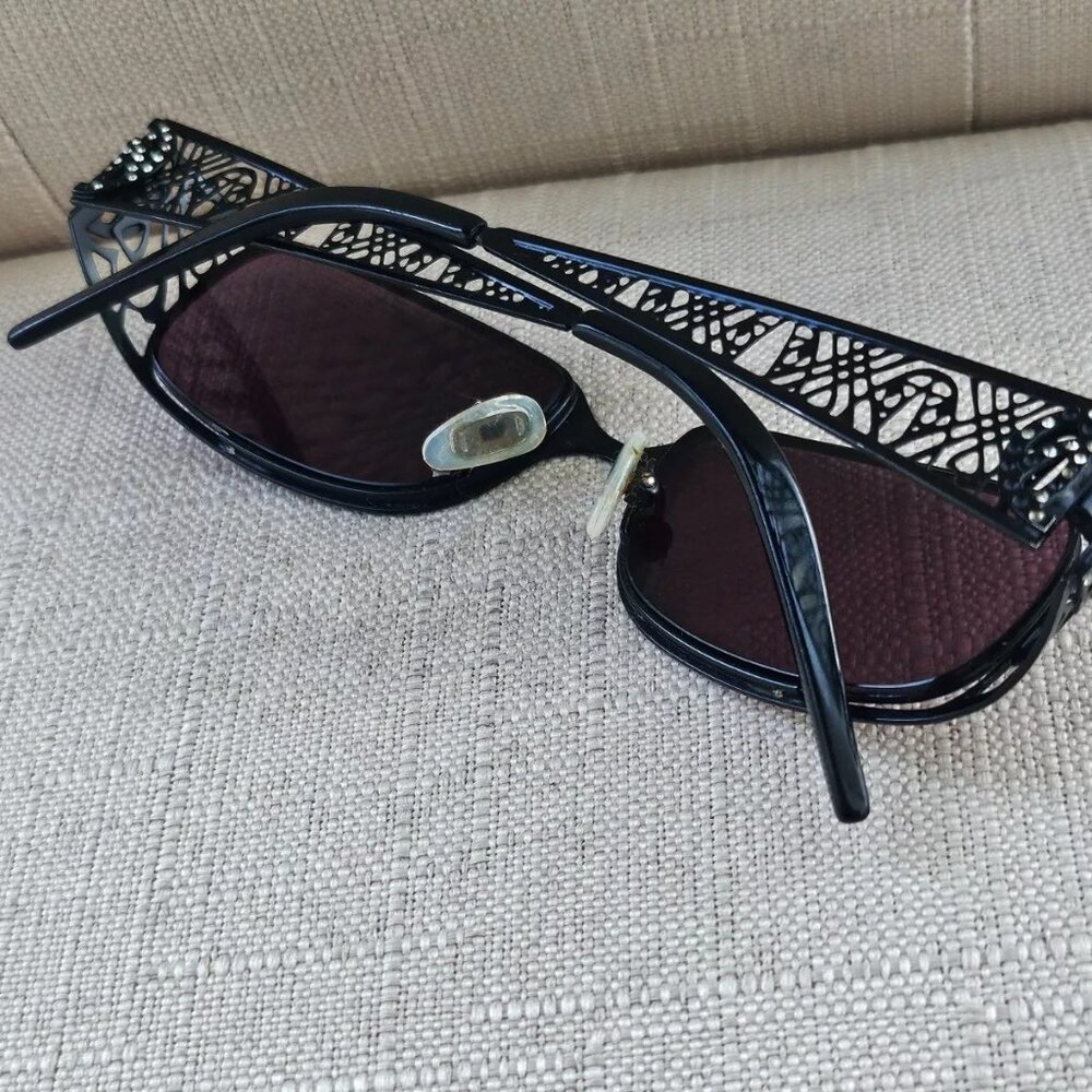 ST Mortiz Women Glasses/Sunglasses EBONY Frame Black Tone Metal Eyeglasses 135 - Picture 4 of 12